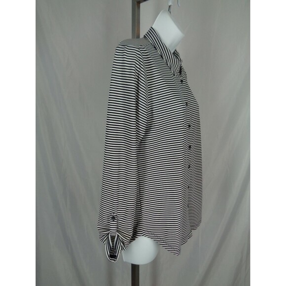 Ann Taylor Stripe Tab Roll Sleeve Button Shirt Size Medium - Picture 4 of 8